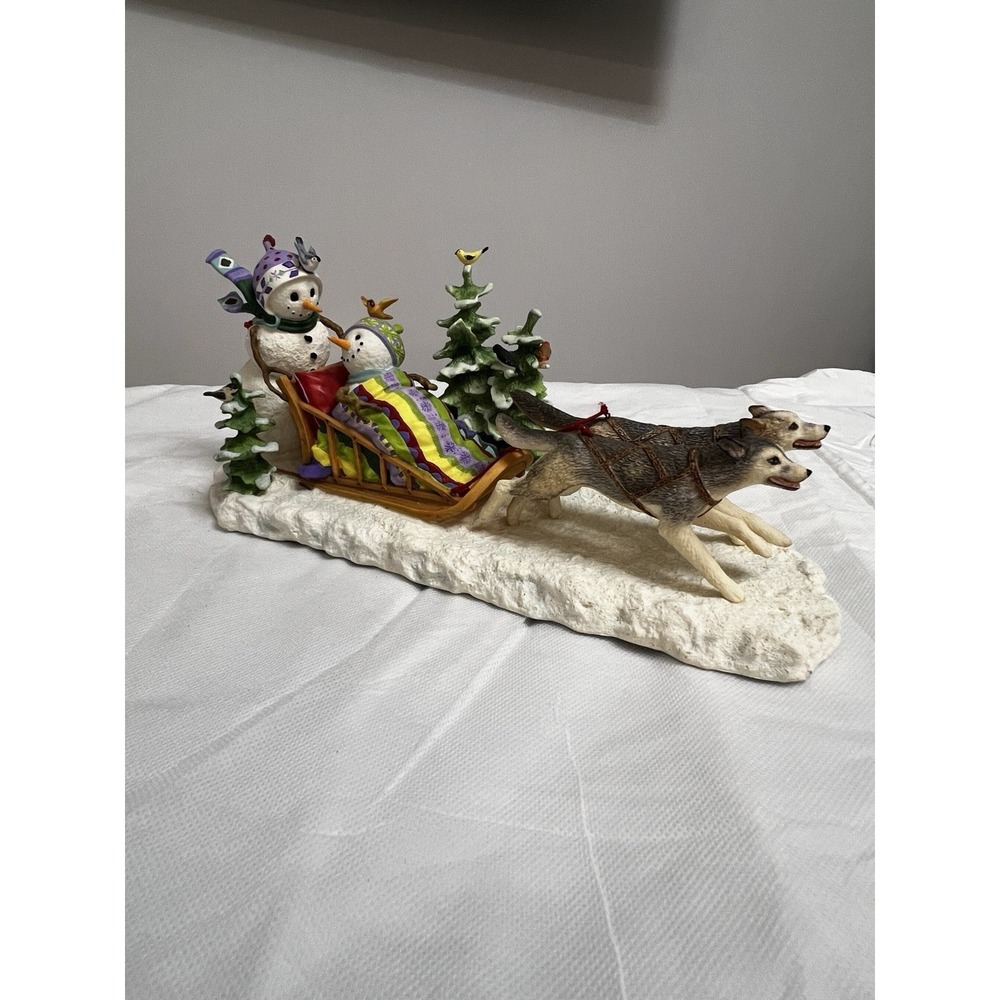 Lenox Christmas Figurine Midnight Dash Snowman Birds Dog Lynn Bywaters Retired
